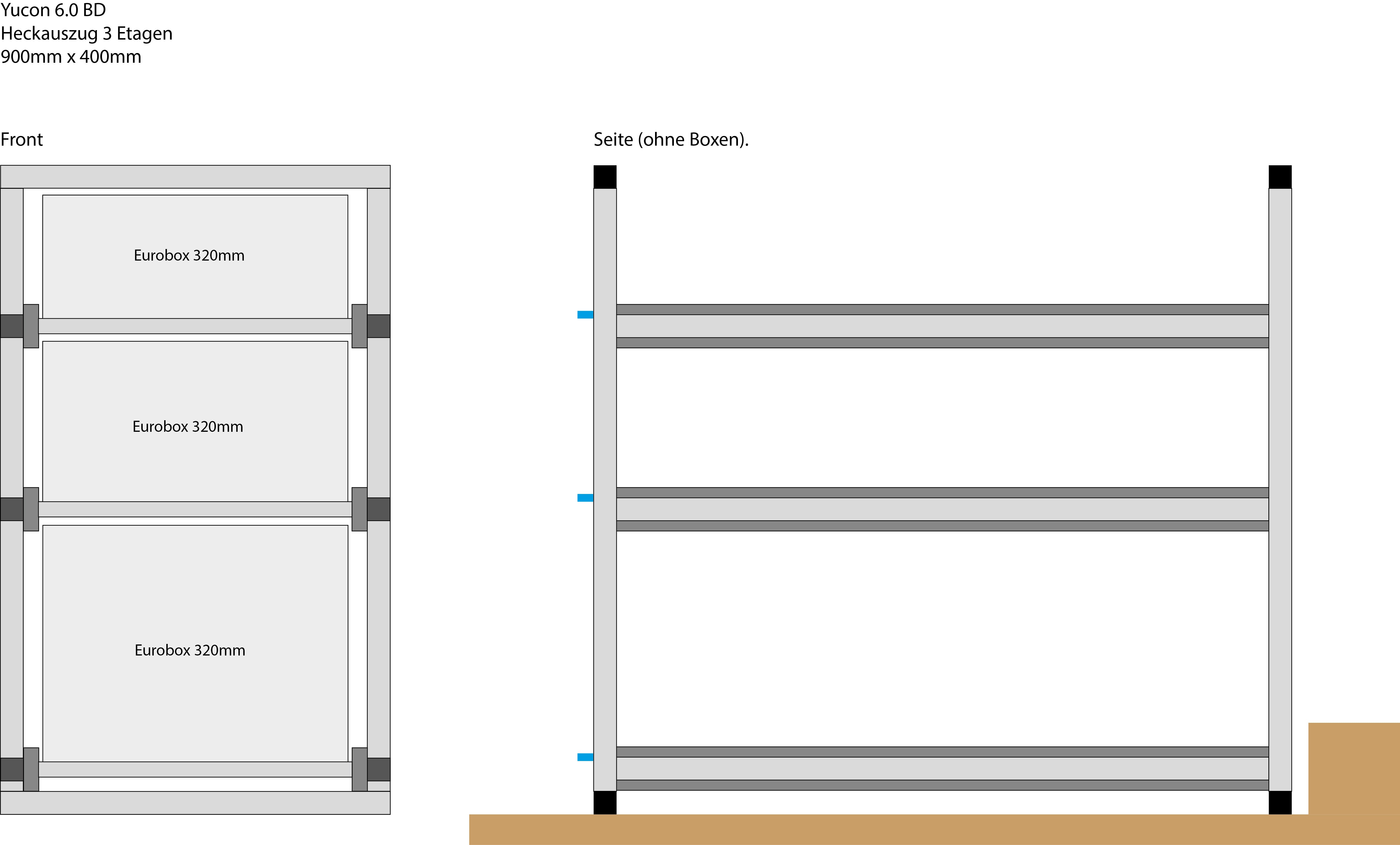 Achteruittrek voor FRANKIA Yucon 6.0 BD | Zwaarbelastingsgeleider eurobox-geoptimaliseerd