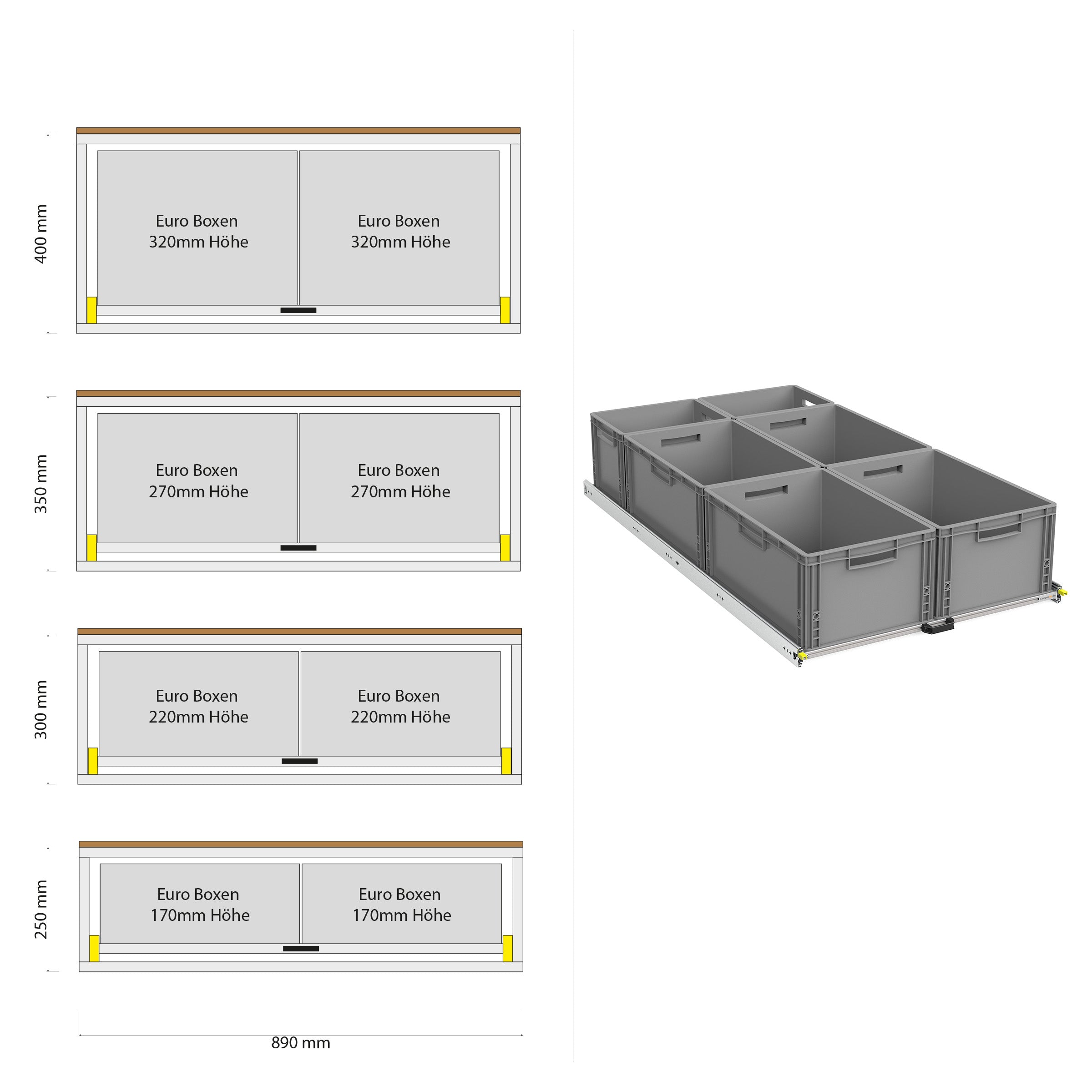 Tylny wysuw do kampera furgon z półką 1200mm x 400mm
