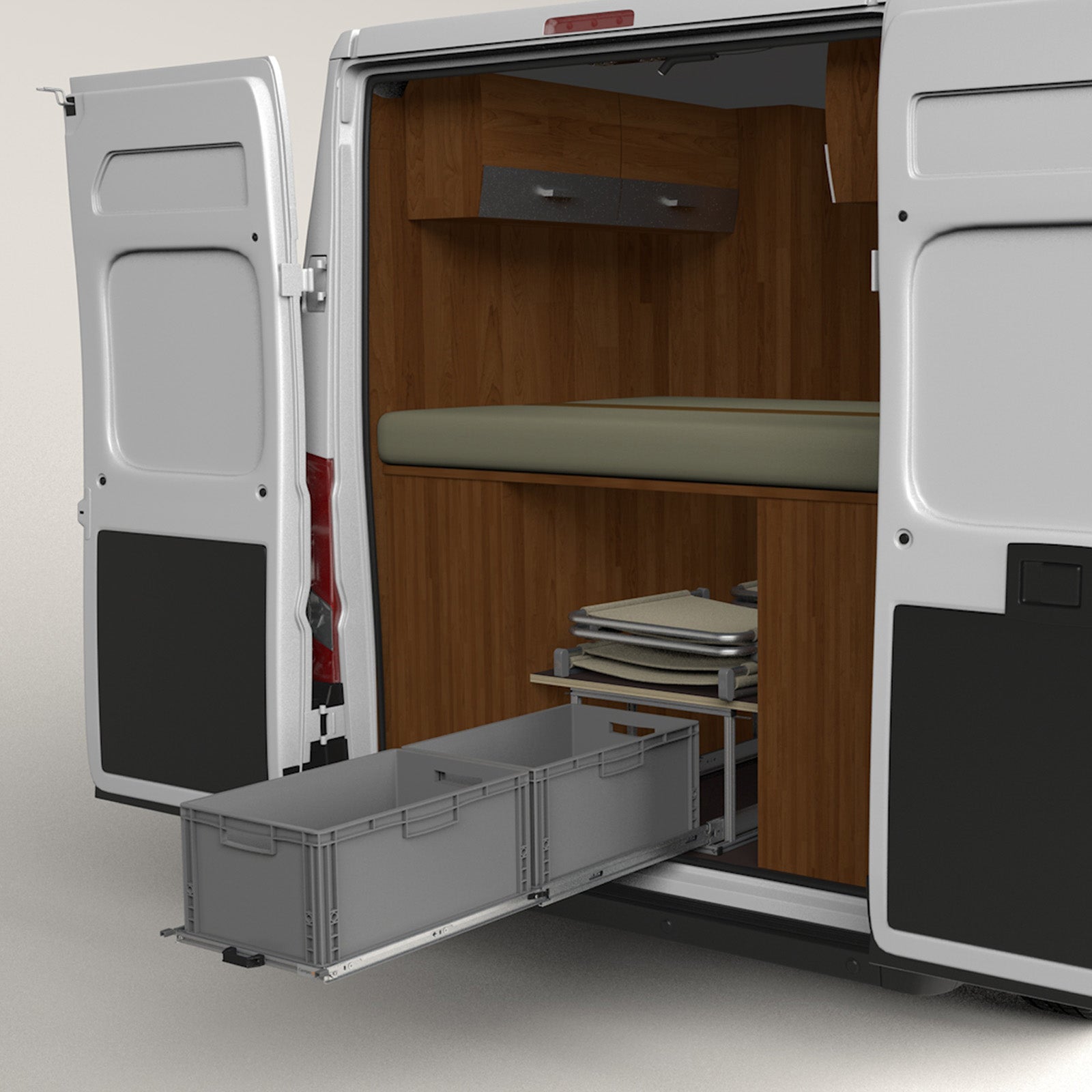 Tiroir arrière Camper Kastenwagen avec étagère 1200mm x 400mm