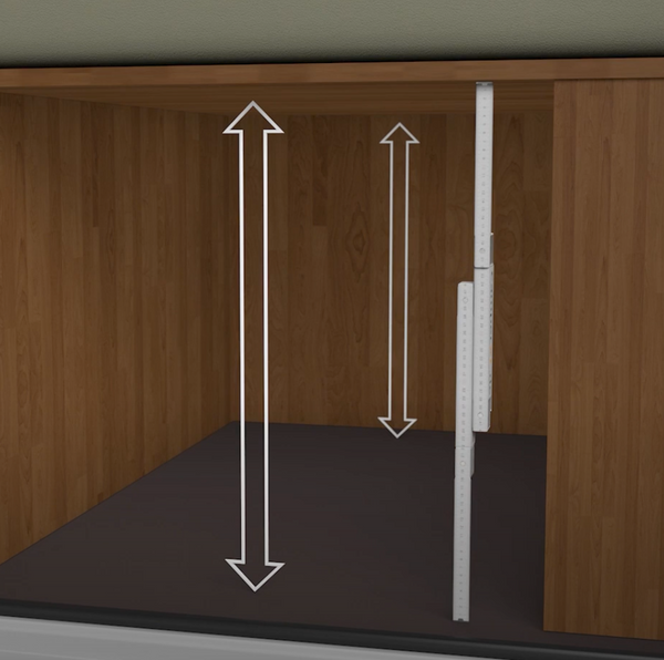 Meet vanaf de vloer tot de onderkant van het opbouwdeel/verdieping.