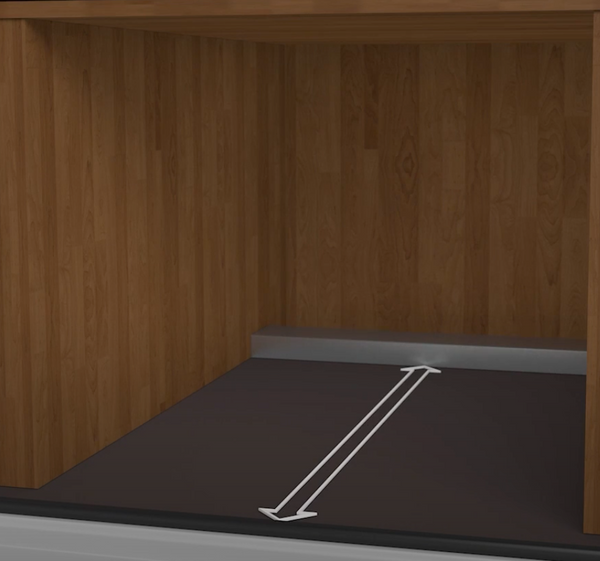 Horizontale afstand: voorrand van de bodemplint tot kanaal.