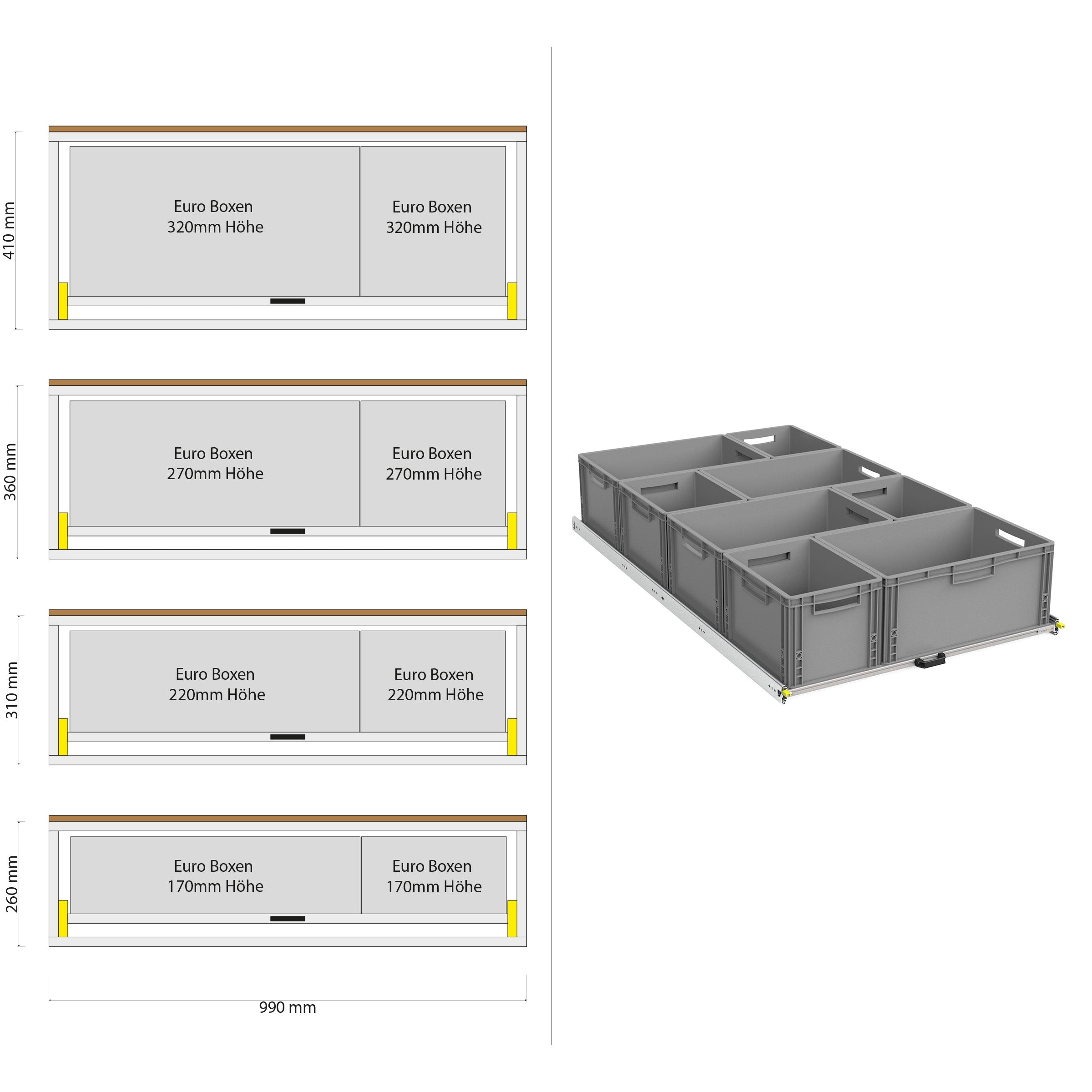 Bagudtræk til camper kassevogn med hylde 1200mm x 400mm